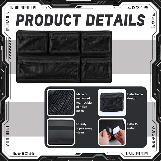 Thinkday Mesh Lid Organizer Include 5 Nylon Removable Pockets 1 Hook and Loop Strap and 6 Screws Fits Camera Case, Diving Dry Boxes, Hard Cases & Toolboxes