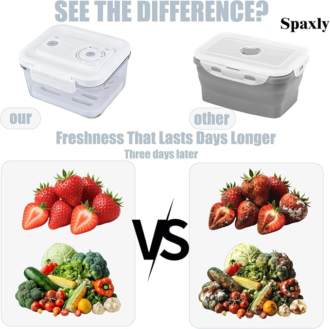 Manual Vacuum Sealer Containers, Airtight Food Storage Boxes with Hand Pump for Freshness, BPA-Free, Leakproof Seal for Lunch, Meat, Fruit, Leftovers, Fridge & Camping Use (1320ml)