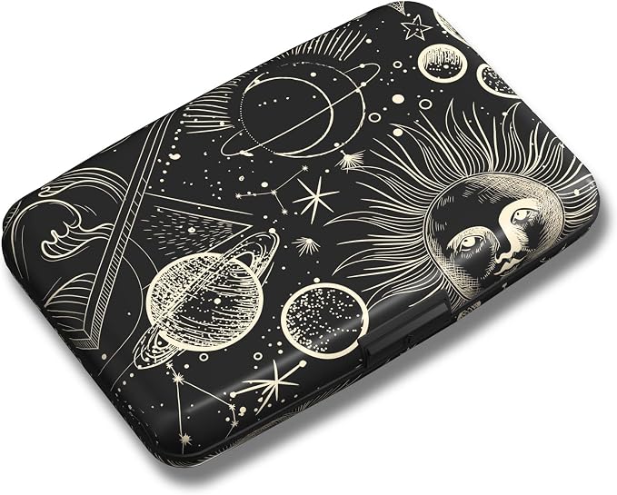 Maicican Credit Card Holder, Mini RFID Blocking Aluminum Wallet | Slim Metal Hard Case Travel Wallet ID Case for Women and Men, 4.3 x 2.9 Inches, sun