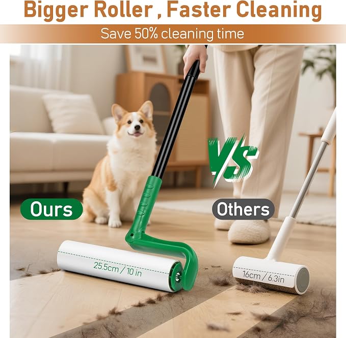 10 Inch Large Lint Roller Refills for Lint Remover,4 Rolls 200 Sheets Big Lint Roller Refill Compatible with Evercare Mega Roller Cleaning for Carpets, Furniture, Pet Hair