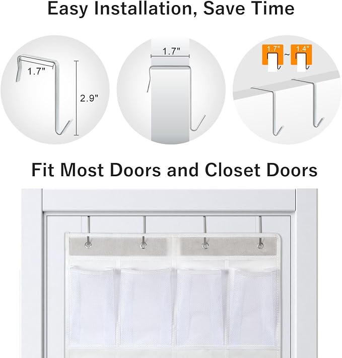 F-color Over the Door Organizer for Cruise - 20-Pocket Hanging Organizer | Tool-Free Mount with 4 Metal Hooks, See-Through Mesh Pockets, Lightweight & Foldable, Space-Saving for Travel and Daily Use