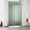 WinZo Frameless Shower Door 50-54 in W x 75 in H, Sliding Shower Door with 5/16"(8mm) Clear Tempered Glass Shower Door, Easy to Clean Bathroom, Silent Soft-Close Design, Brushed Gold