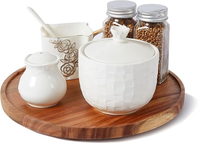 10-inch Acacia Wood Lazy Susan Organizers,Lazy Susan Turntable for Cabinet