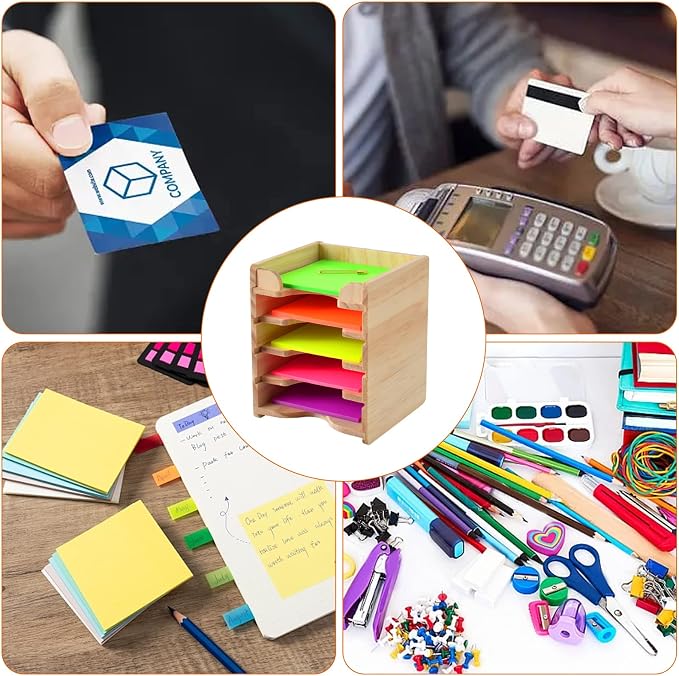 Sticky Note Holder Sticky Note Organizer 3”x3” Wood Sticky Notes Holder Desktop Non Sticky Notes Sticky Notepad Organizer for Office Home School Desk Accessories Stationery Supplies Organizers