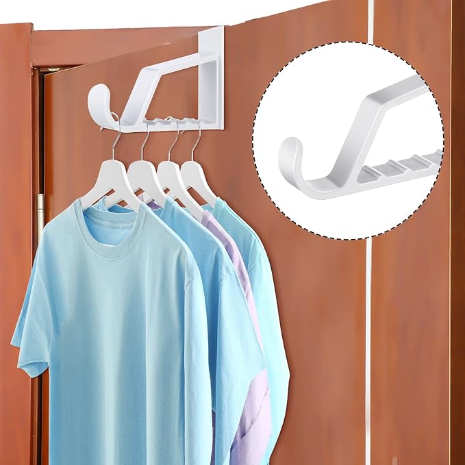 Maitys Space Saving Plastic Over Door Hooks Door Hanger Hooks Multi Hanging Storage Organizers Door Hangers Door Towel Hooks for Coats, Towels, Bags, Hats, Scarves Home Accessories(White, 8 Pieces)