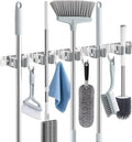 HANZENMA Broom Holder Wall Mount, Broom Organizer Wall Mount Stainless Steel Broom and Mop Hanger Heavy Duty Storage Organization for Home Kitchen Garden Garage Room 5 Racks 4 Hooks