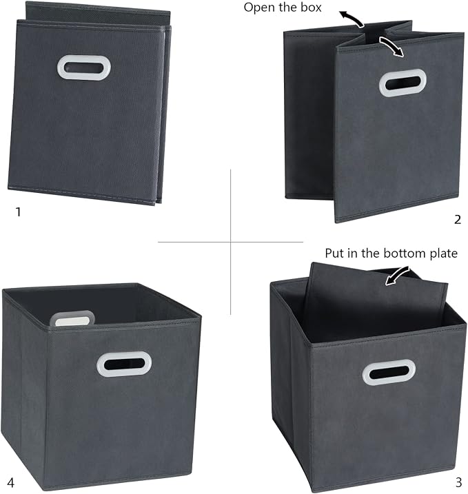 Fabric Cloth Storage Bins,Fabric Cube Organizer with Dual Handles Foldable Cube Storage Baskets for Home Bedroom Storage,Set of 3, Gray