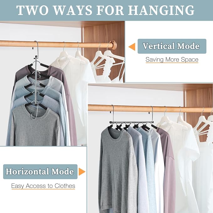 Clothes Hangers Space Saving Shirt Hangers, Non Slip Multi Shirt Organizer for Closet with Foam Padded Closet Organizers and Storage for T Shirt Short Dress Sweater Blouse Hoodie Coat Black 2 Pack