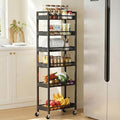 6 Tier Slim Storage Cart, Narrow Rolling Cart with Wheels, 10in(W) | Narrow Mobile Utility Shelf Unit Organizer for Kitchen, Bathroom, Laundry Room, Living Room, Small Places, Black