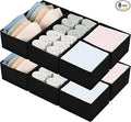 DIMJ Drawer Organizers - Set of 8 Foldable Closet Dividers for Baby Clothes, Socks, Belt, Tie (Black)