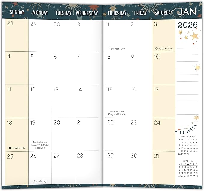 2026 Monthly Pocket Planner, 2-Year Calendar Book (24-Month): January 2026 – December 2027, Purse Size 6.5" x 3.5", Galaxy