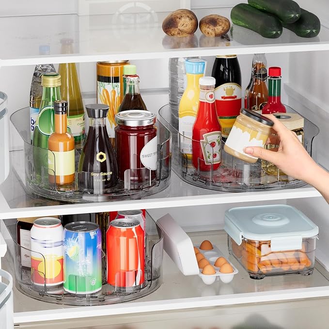360° Rotating Lazy Susan for Refrigerator, 13.5''x8.5'' Clear Lazy Susan Turntable for Refrigerator Organizers and Storage, Kitchen, Table Top, Cabinet, Pantry, Countertop