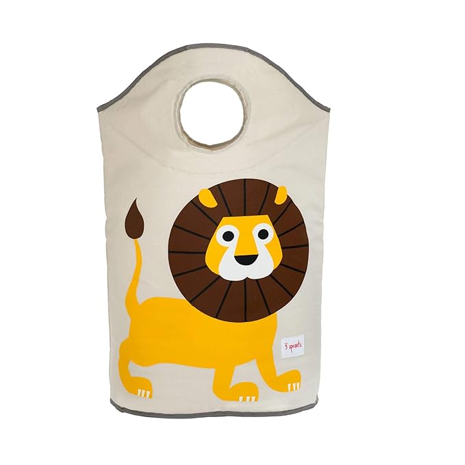 3 Sprouts Baby Laundry Basket for Nursery - Hamper with Handles/Lid, Large Storage Basket, Toy Bin, Room Decor - Kids Hamper, Baby Clothes Storage Organizer, Lion
