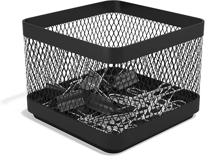 TRU RED Small Stackable Wire Mesh Accessory Holder, Matte Black, 3‑Pack – Desktop Organizer for Office Supplies