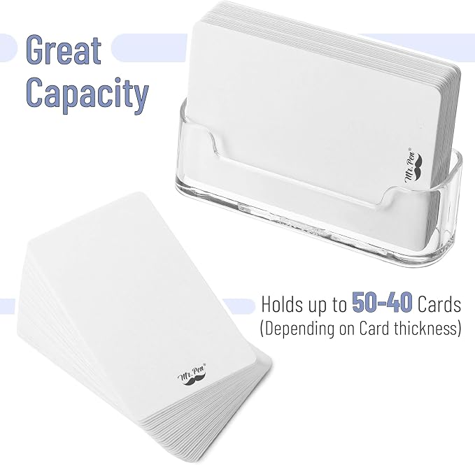 Mr. Pen- Acrylic Business Card Holder for Desk | Clear Plastic Business Cards Display Holders Stand, 3 Packs, Fits 40-60 Cards