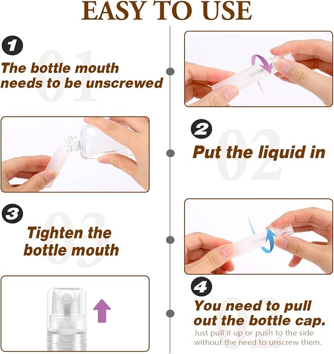 6 Pcs 5ml Mini Spray Bottle, Plastic Portable Travel Bottle, Refillable Perfume Sample Bottles, Clear Plastic Spray Bottles Empty, Travel Size SprayBottle for Perfume Essential Pocket EDC, Clear