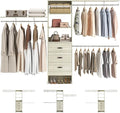 Armocity 120 Inches Closet System, 10FT Walk In Closet Organizer with 2 Shelving Towers, Heavy Duty Clothes Rack with 3 Drawers, Built-In Garment Rack, 120" L x 16" W x 75" H, Load 1300 LBS, White Oak
