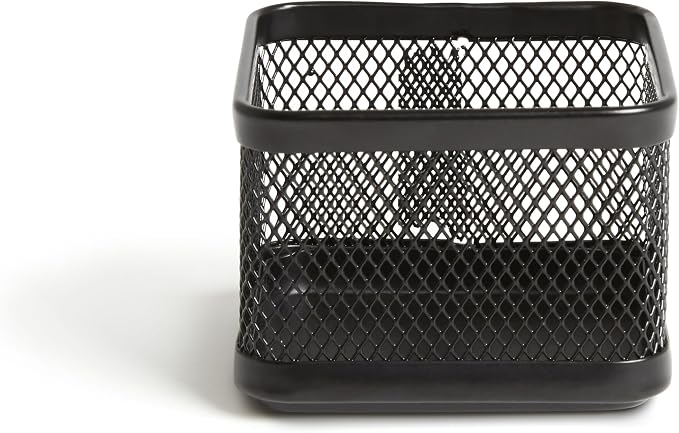 TRU RED Small Stackable Wire Mesh Accessory Holder, Matte Black – Desktop Organizer for Office Supplies