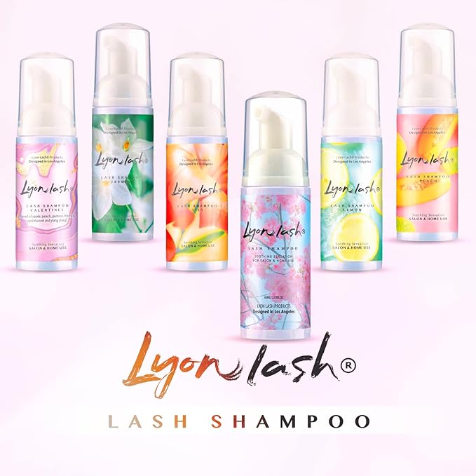 Lyon Lash Eyelash Extension Shampoo (Lemon), Oil Free Foam Cleanser Kit | Remove Eye Makeup & Oil & Dust | Professional Salon And Home Use (60ml + 1 mascara wand + 1 cleansing brush)