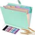 Agoer Accordion File Organizer with 7 Pockets,Eco-Friendly Wheat Straw Expanding File Folder,A4/Letter Size Portable Document Folder with Labels and Snap Closure for School Office College Supplies