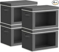 Homsorout Storage Bins with Lids - Small Fabric Organizers with Window, Collapsible Storage Bins for Clothes, Decorative Closet Organizers for Towels, Tshirt, 4 Pack, Dark Grey