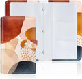 Rouidr Business Card Organizer, RFID Business Credit Card Holder with 96 Card Slots, Portable Leather Card Wallet for Women, Simple Abstract Art