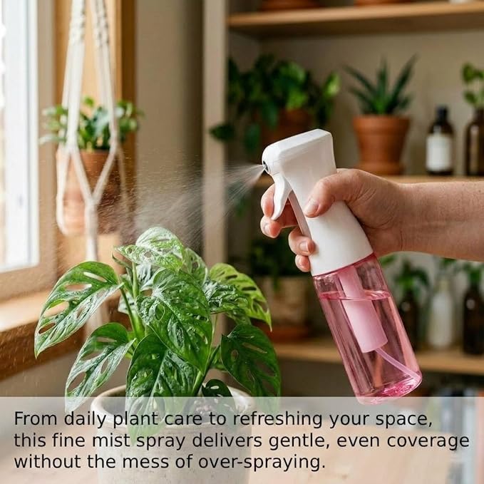 VIGOR PATH Continuous Mist Pink Spray Bottle 200ml Fine Mist for Hair | Ultra Fine Atomizer Leak Proof Ergonomic Construction 360 Refillable