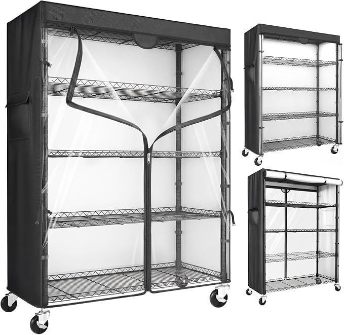 Wire Shelving Unit with 600D Oxford Cover & Wheels, 36"x18"x72" | 5-Tier Heavy Duty Rolling Storage Shelves, Storage Rack Wire Shelf for Kitchen Pantry, Garage, Basement & Warehouse