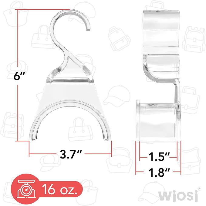 Wiosi Handbag Hanger 3 Pack - Durable Luxury Acrylic Holder Organizers Storage for Purse Tote Bag Satchel Backpack Crossover - Holds Up to 66Lbs – Easy to Clean, No Tools Required