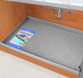 SIKADEER Waterproof Under Sink Mat 22x19, Raised Edge Silicone Mat Under Sink Shelf Liner, Sink Protector Kitchen Cabinet Tray for Bathroom Vanity and Small Cabinets, Cat Food Mat