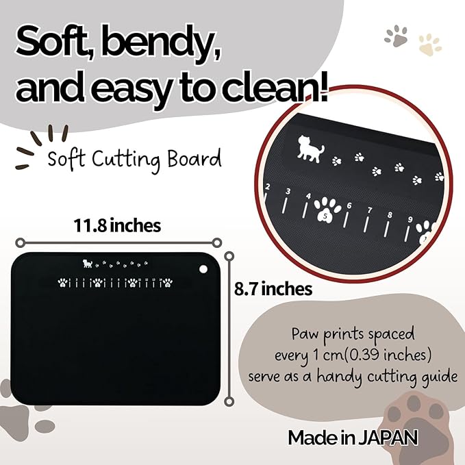 Cute Kawaii Cat-Themed Santoku Knife & Fruit Knife & Kitchen Scissors & Soft Cutting Board & Microfiber Towel Set AB5801,DH2722,DH2721,AP5180