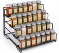 Spice Rack Organizer for Cabinet, Tiered Adjustable Spice Shelf Organization, Metal Seasoning Rack for Kitchen Countertop Cupboard Pantry, Raised Edge Anti-Slip Design for Jars and Bottles