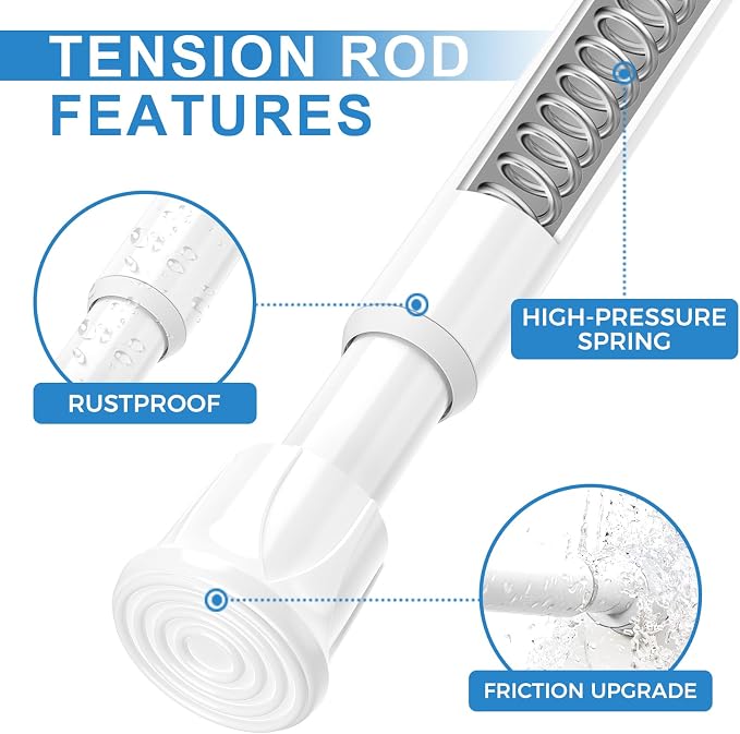 AIZESI Spring Tension Curtain Rods Short Tension Rod (White,8" to 12"-4Pcs)