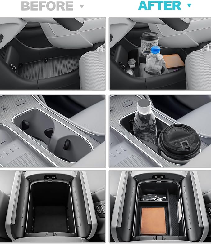 CDEFG 3Pcs for 2026 Hyundai Palisade Center Console Organizer for 2026 Hyundai Palisade Accessories Middle Console & Lower Console Storage Box & Cup Holder(Only for Split Armrest)