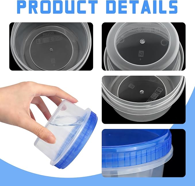 6 Pack Freezer Containers with Screw On Lids, 8 Oz Stackable Reusable Plastic Storage Container, Airtight Plastic Food Storage Containers with Twist Top Lids for Food Soup Jello Sauce