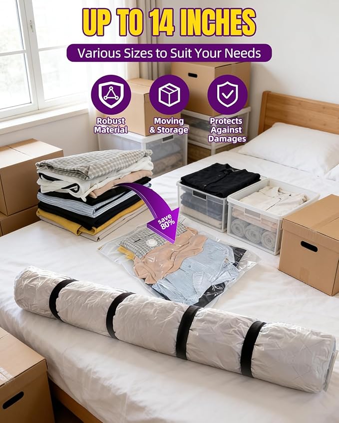 XUTAI Mattress Vacuum Bag, Vacuum Seal Storage Bag for Mattress & Clothing – Heavy Duty Reusable Mattress Storage Bag (1 Queen)
