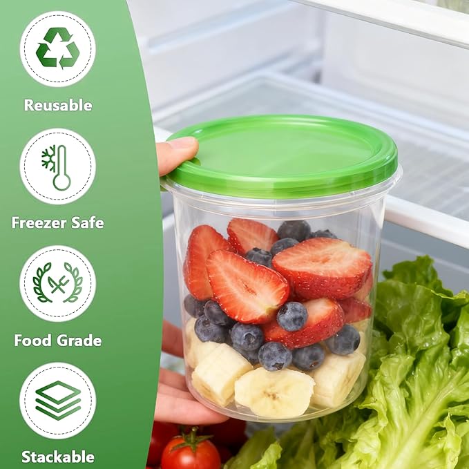 Airtight Food Storage Containers, 6 Pack 32 Oz, Leakproof, BPA-Free, Stackable Kitchen & Pantry Organizers for Dry Food, Meal Prep, Snacks, Leftovers, Microwave, Dishwasher and Freezer Safe