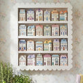 Chunful Spice Jar Wooden Rack White Scalloped Spice Shelf for 24 Jars, Village Style Wall Mounting Kitchen Storage Decorative Hanging Display Rack, Shelf Only