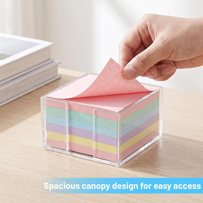 Sticky Note Holder, 3 X 3 Inch, Acrylic Clear | Crystal Clear, Desk Accessories, Post Note Pad Holders, For Office Home