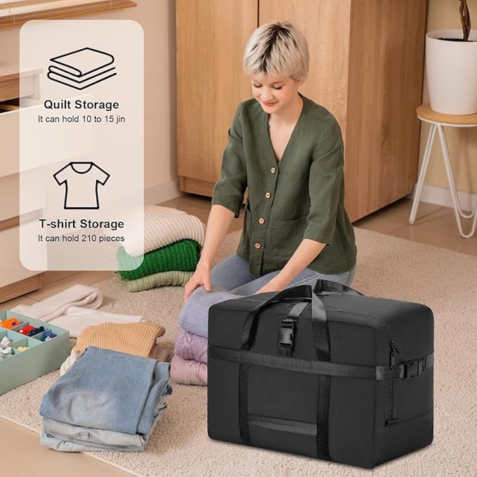 Upgrade Moving Bags Heavy Duty Extra Large, College Packing Bags for Moving Clothes, Moving Supplies & Boxes with Zippers and Handles, Storage Bags Moving Totes Camping Essentials (black, 98L)