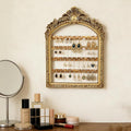 Large Hanging Earring Jewelry Organizers, 13 x 9.3 Inch 4 Layer Vintage Gold Arched Frame, Wall Mounted Jewelry Holder, Decorative Earring Organizer Display for Stud Earring Bracelet Necklace Ring