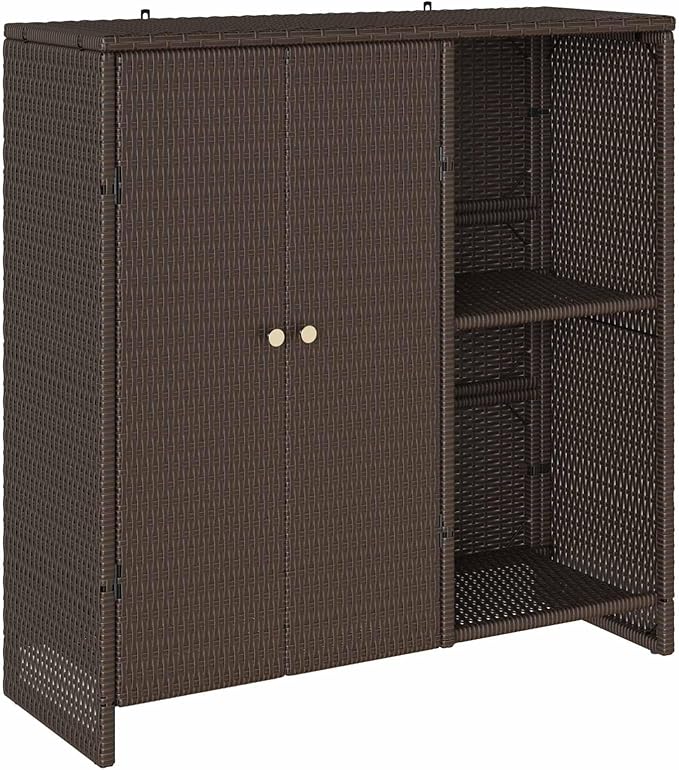 vidaXL Storage Cabinet with Storage Brown 100 x 36 x 102 cm Rattan, Chic Rattan Storage for Living Room, Multi-Use Cabinet, Stylish Design for Easy Home Organization