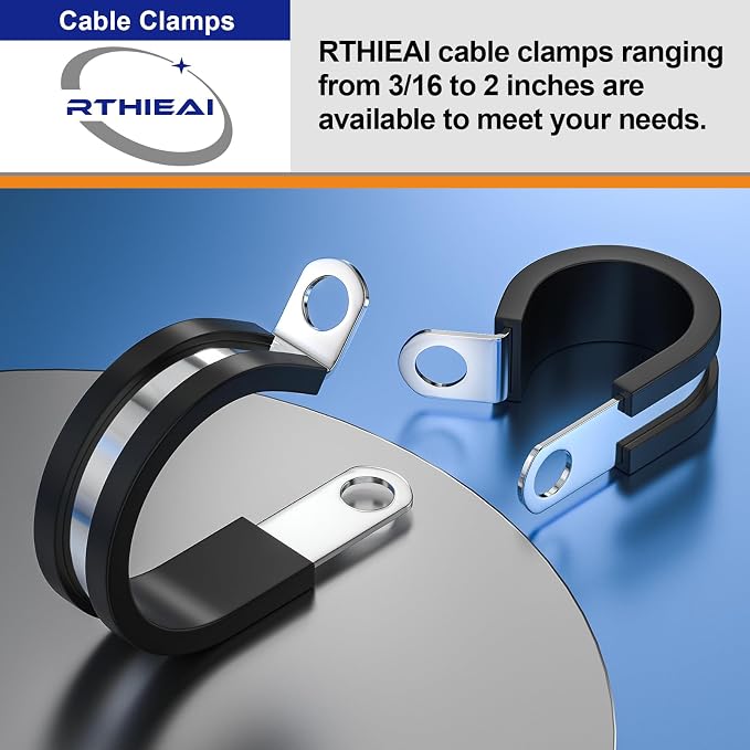 RTHIEAI 20 PCS 1/4 Inch Stainless Steel Cable Clamps - Insulated, Hose & Pipe Clamps