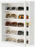 TJ.MOREE Sunglass Organizer Wall Mounted Glasses Holder Display Case 5 Tier | 13 x 15 inches Wooden Storage Box for Multiple Pairs Eyeglasses Sports Sunglasses