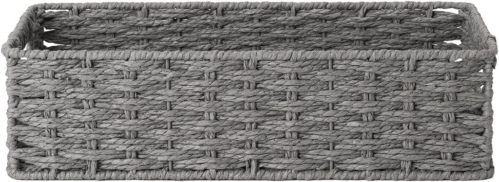 StorageWorks Toilet Tank Basket for Bathroom, Round Paper Rope Wicker Storage Basket Back of Toilet Tank Top, 14 ¼"L x 6 ¾"W x 3 ¾"H, 1 Pack