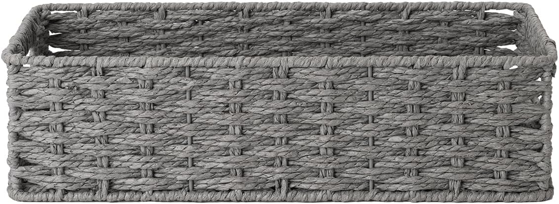 StorageWorks Toilet Tank Basket for Bathroom, Round Paper Rope Wicker Storage Basket Back of Toilet Tank Top, 14 ¼"L x 6 ¾"W x 3 ¾"H, 1 Pack