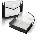 2 Pack Plastic Expanding File Folder, Black File Folder Organizer | Folders for Documents with Snap Closure, Transparent Accordion File Pouch, No Dividers, Large Capacity, Fit Letter/A4 Size