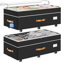 Budding Joy 80L 2 Pack Adjustable Under Bed Storage with Wheels | Underbed containers with clear lids, rolling under bed shoe storage organizer for dorm home clothes, blankets, toys, black