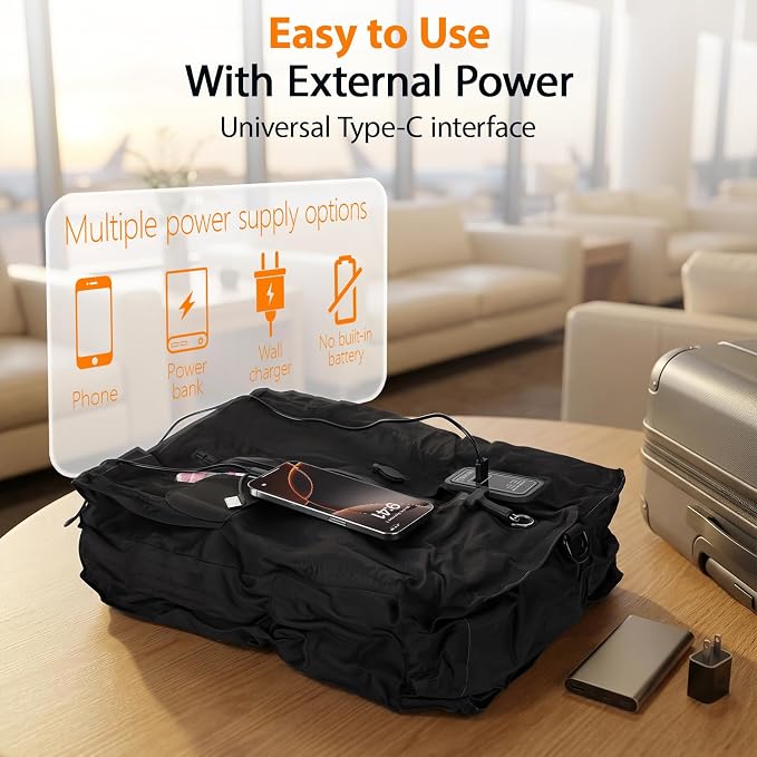 KXB Travel Vacuum Seal Bags with One-Button Suction, 34L Compression Packing Cubes for Carry-On Suitcase & Travel Backpack, Reusable IP67 Waterproof Vacuum Storage Kit for Luggage