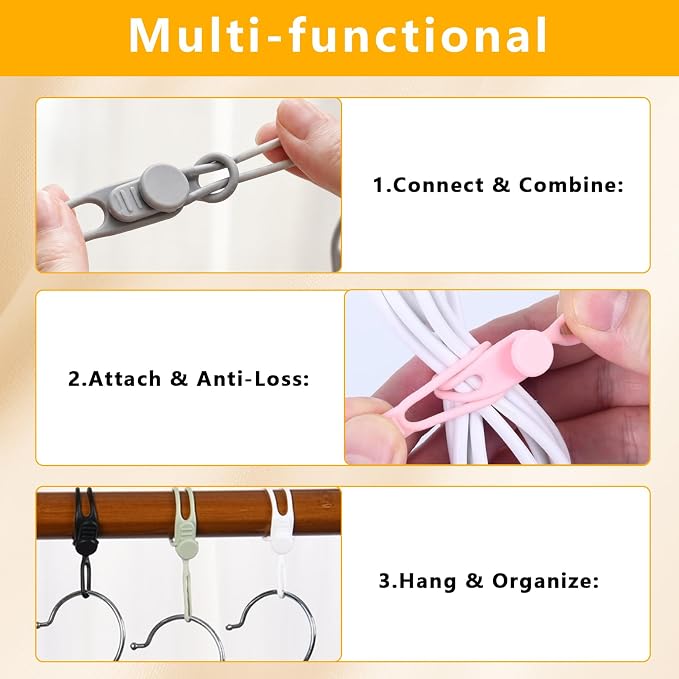 10 Pcs Silicone Cable Ties, Reusable Cord Organizer, High Elasticity Cable Management Straps for Home Office Kitchen Appliances Cords Wires